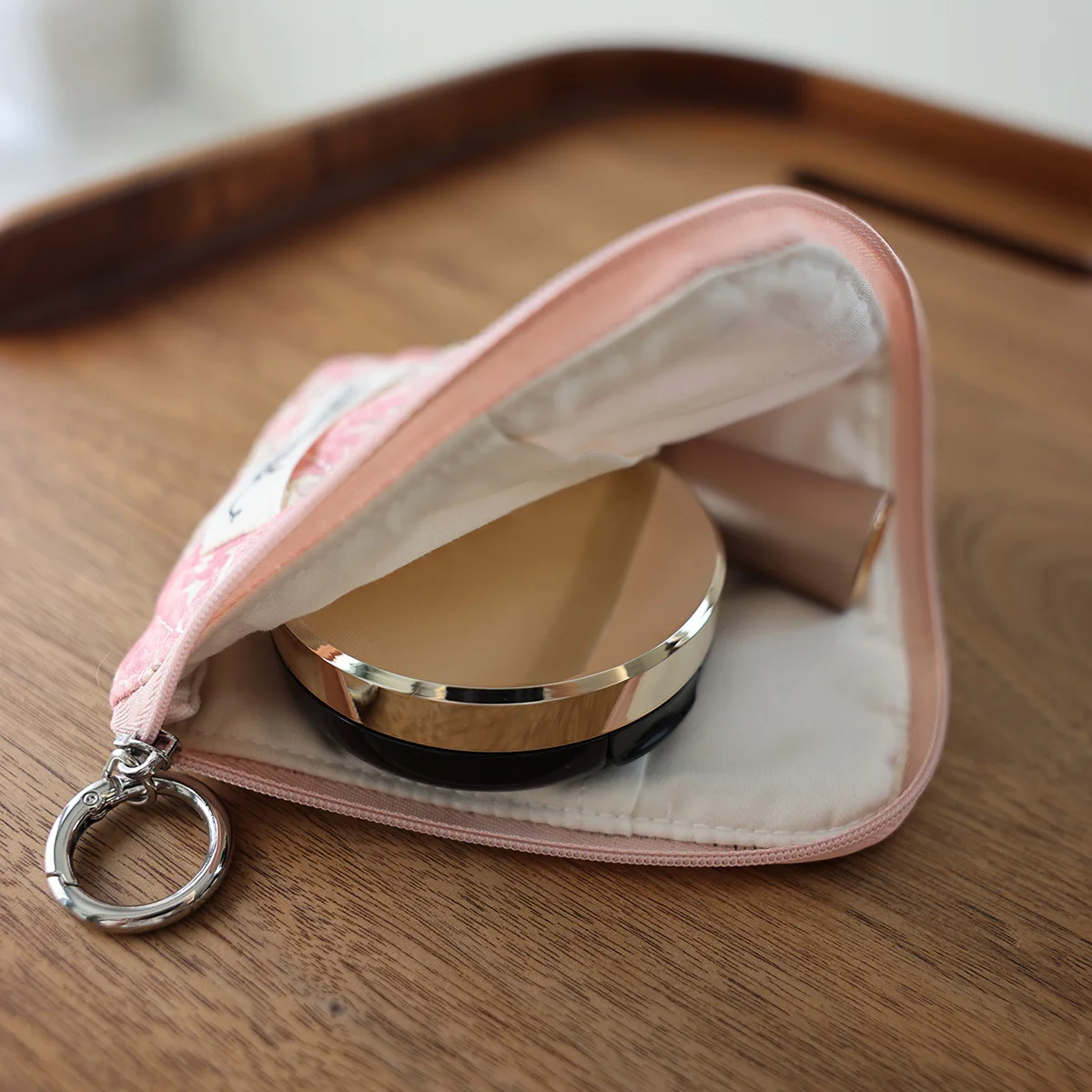Floral coin purse printed soft card holder jewelry small storage bag quilted portable light cosmetics storage bag