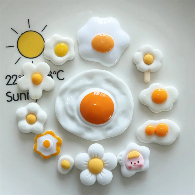 10Pcs Smulation Cute Egg Flatback Resin Cabochon Scrapbooking Accessories DIY Handmade Craft Supplies Creative Phone Charm Patch