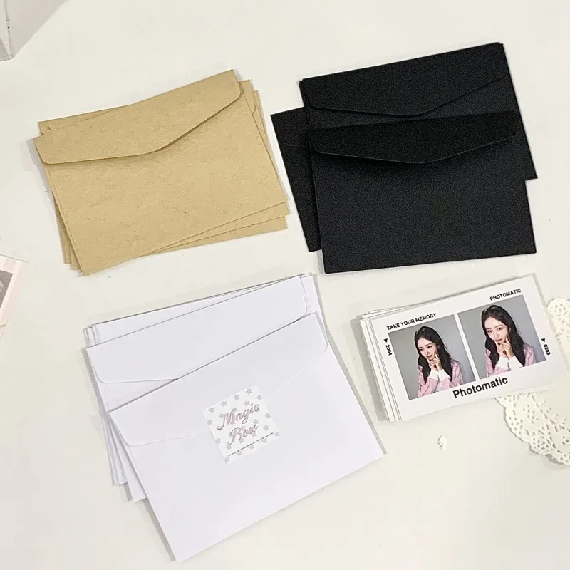 10pcs Vintage European Paper Envelopes Simplicity Black Kakhi Color Kpop Photocard Package Envelops Student Supplies Kids Gift