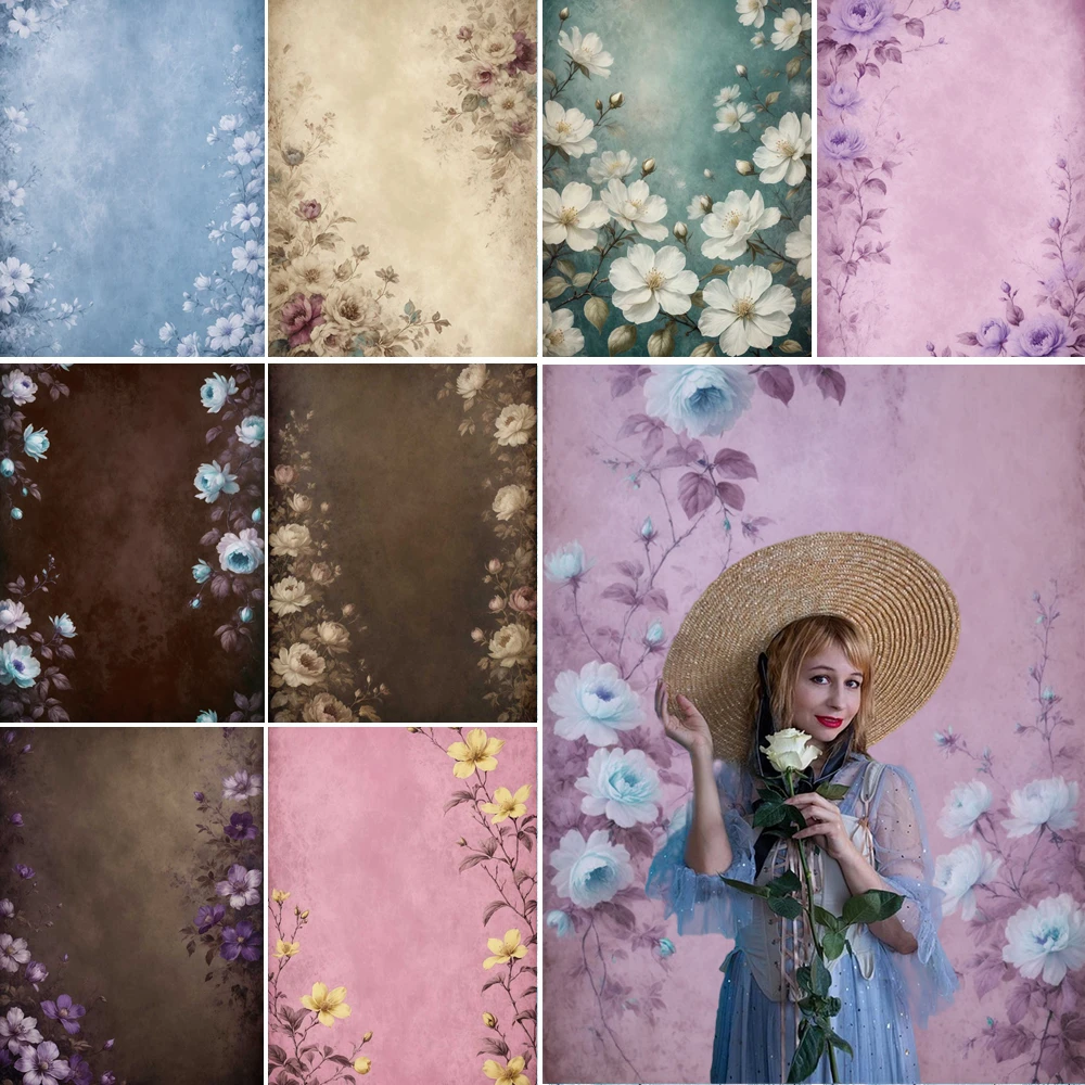 

MOON.QG Dreamt Garden Flower Backdrop Vintage Textured Gradient Photo Background Photocall Photography Accessories Studio Photo