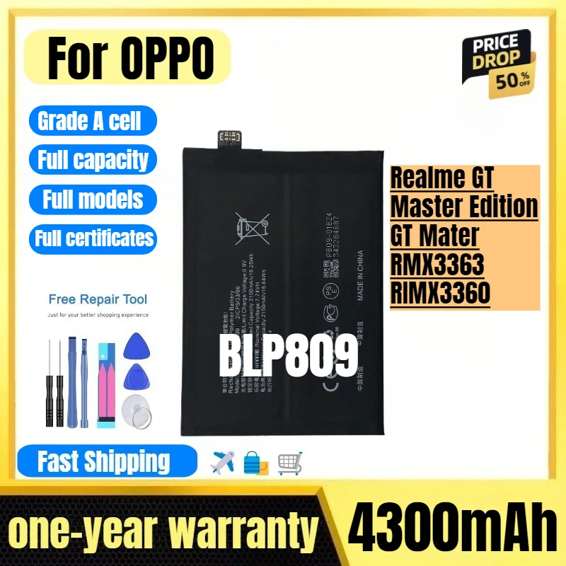

BLP809 for OPPO Realme GT Master Edition/GT Mater/RMX3363/RIMX3360 Phone Battery High Quality High Capacity Replacement Bateria