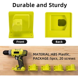 5PCS Wall Mount Machine Storage Rack for Ryobi 18V Battery Holder Bracket Shelf Rack Stand for Ryobi Drill Power Tools Bracket