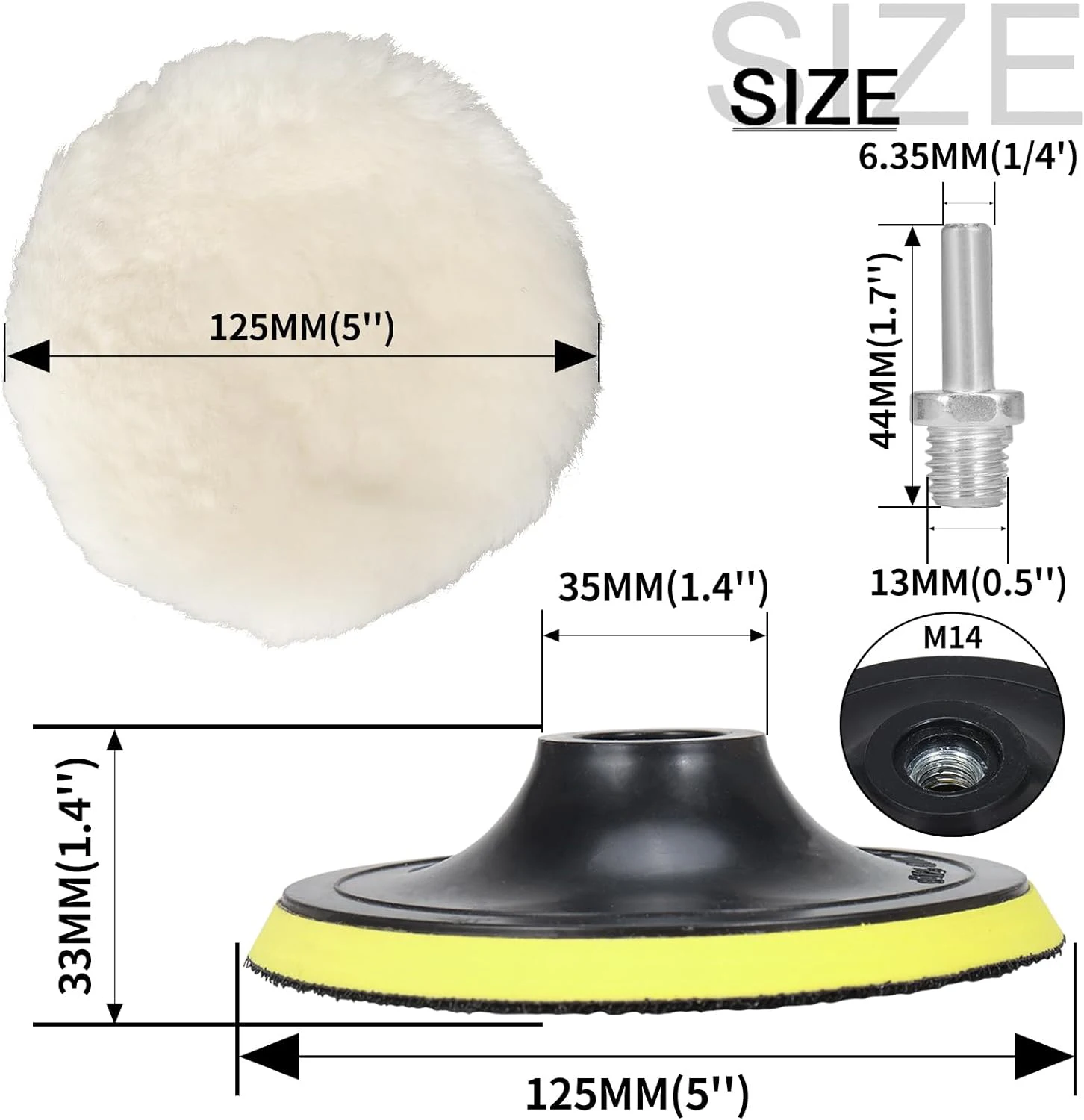 7Pcs Car Polishing Waxing Buffing Wheel Pad Car Polisher Kit 5In M14 Connector And Loop Backing Buffing Pad For Car Paint Care