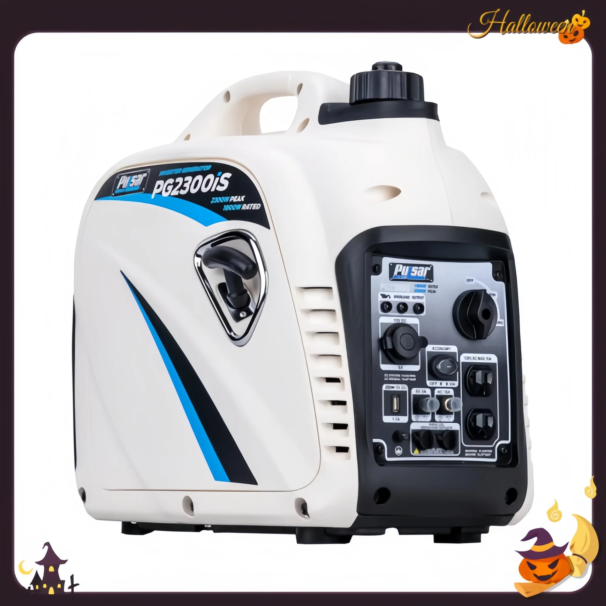 

2300W Ultra-Quiet Inverter Generator w/ USB & Parallel. Gas Powered, Portable for Camping, Home Backup. White.
