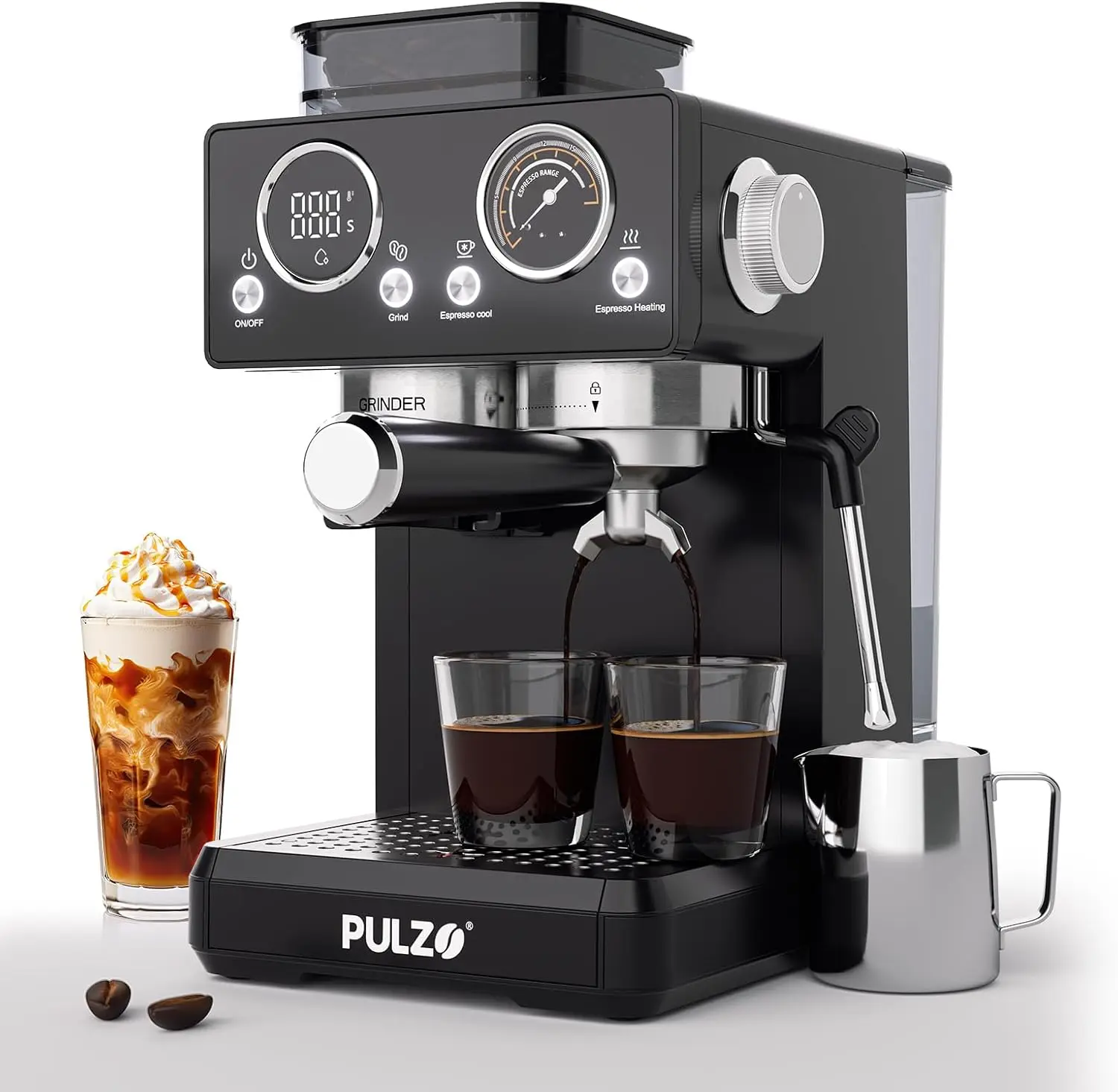 All-In-One 20 Bar Espresso Maker Integrated Coffee Grinder
