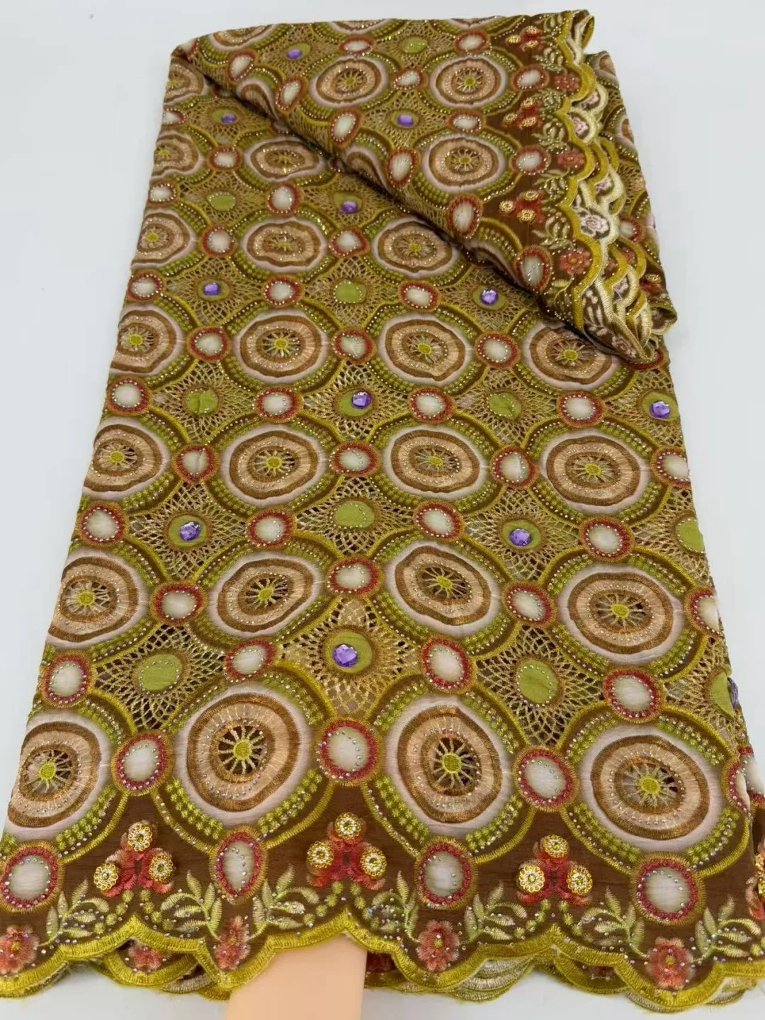 5yards New African Guipure Fabric Embroidery Cord Lace With Flower Traditional Senegal Water Soluble Fashionable Sewing Material