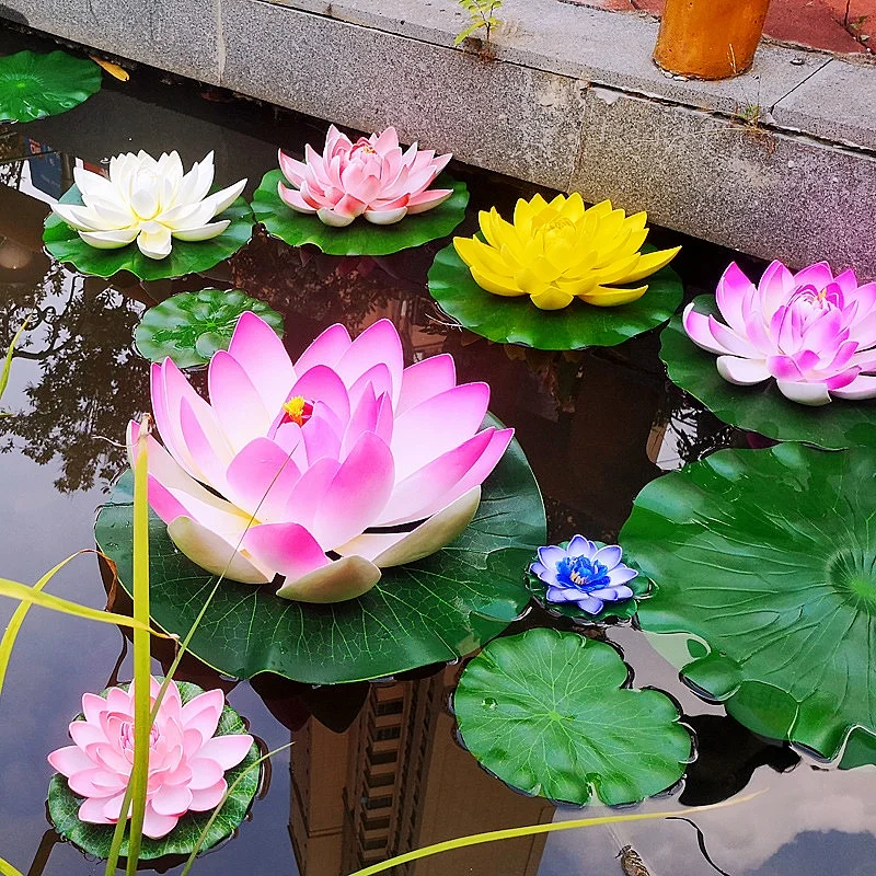 1PCS lifelike multi-color lotus floating foam flowers, suitable for ponds and aquariums, 4-inch garden decoration festival decor