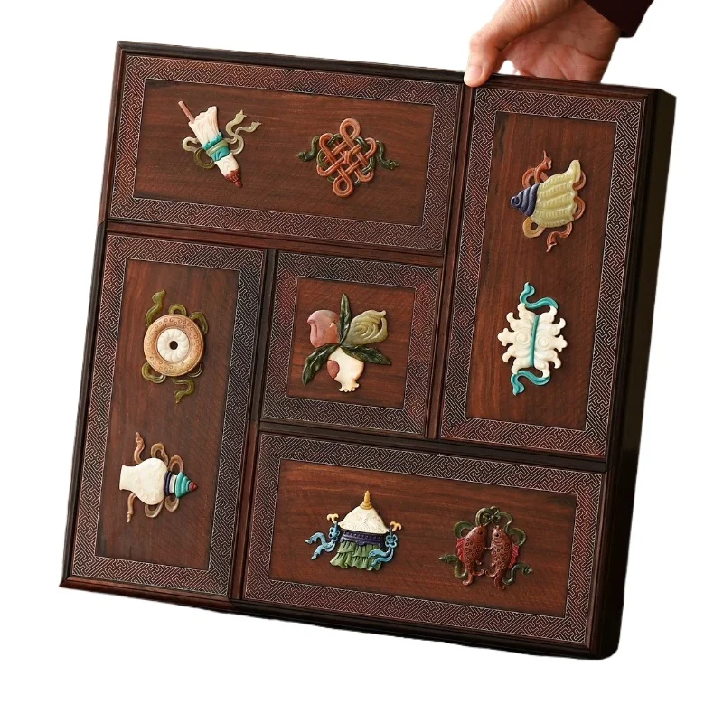 Storage box jewelry box wood carving mahogany crafts gift