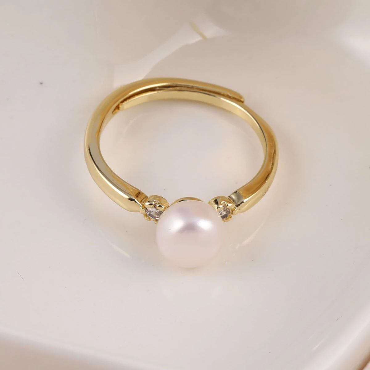 Natural Freshwater Pearl Rings For Women Zinc Alloy Female Ring Fine Jewelry Stackable Ladies Wedding Jewelry Friendship Gift