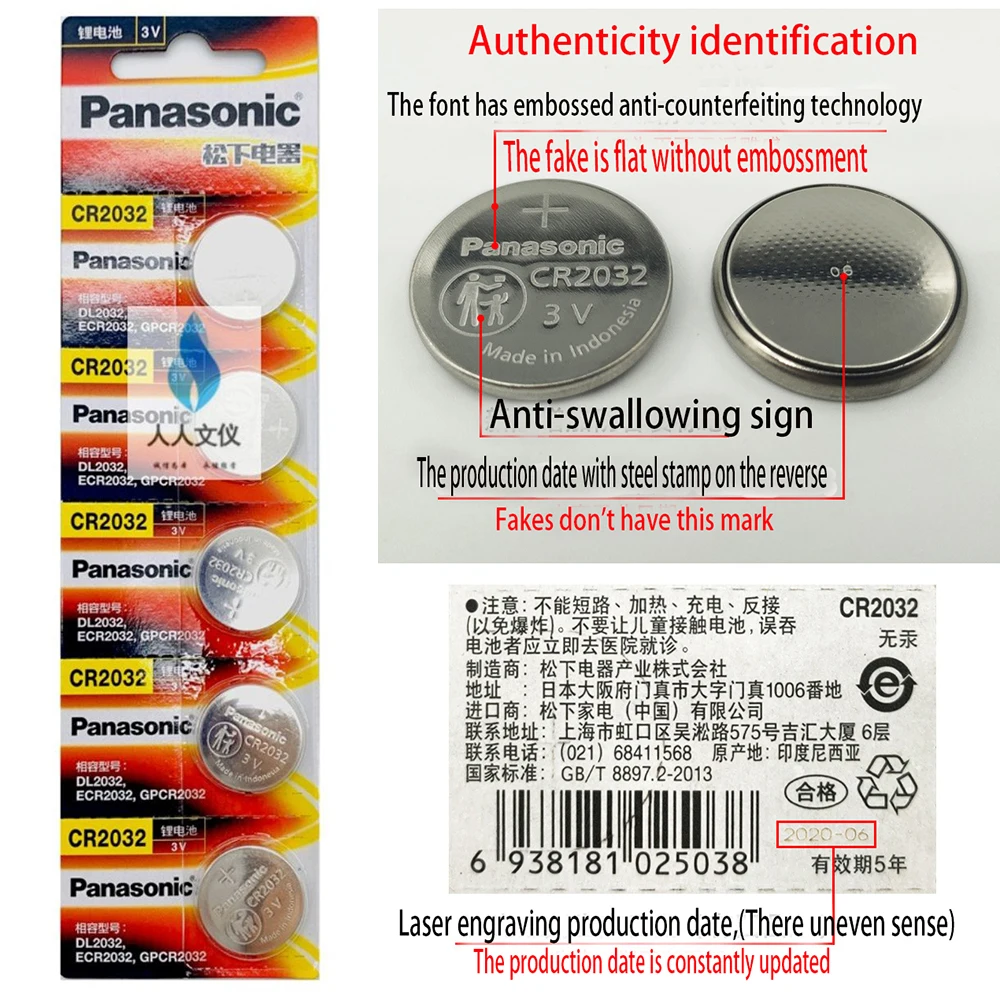 50pcs 100% Genuine original Panasonic cr2032 CR2025 CR2016 1616 1620  1632  2450 10pcs 3v button cell coin batteries