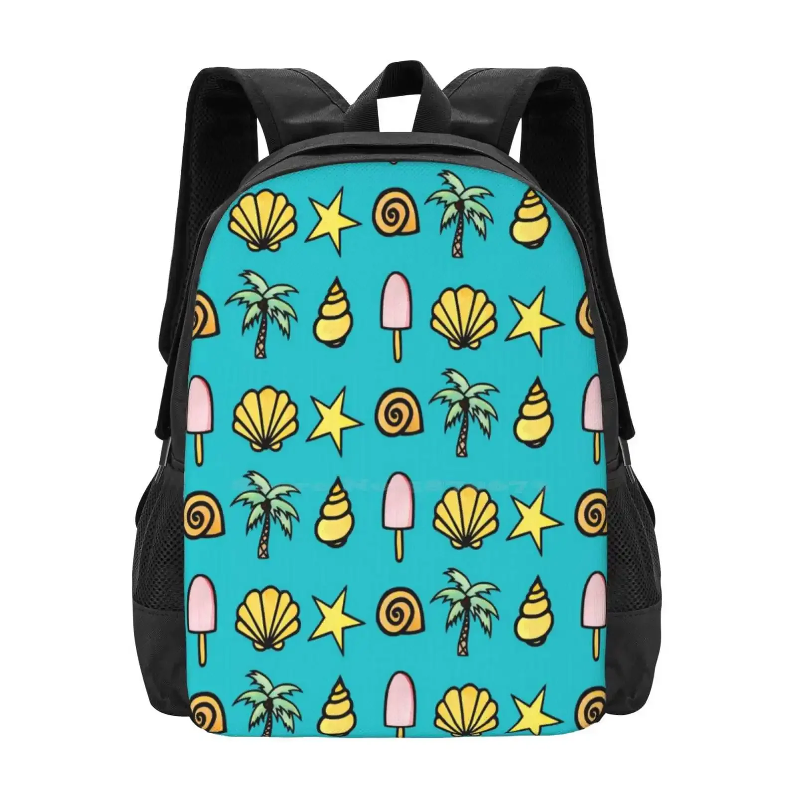 

Ice Cream, Shells, Palm Tree'S And Starfish Pattern Hot Sale Schoolbag Backpack Fashion Bags Ice Cream Sea Shell Palm Tree