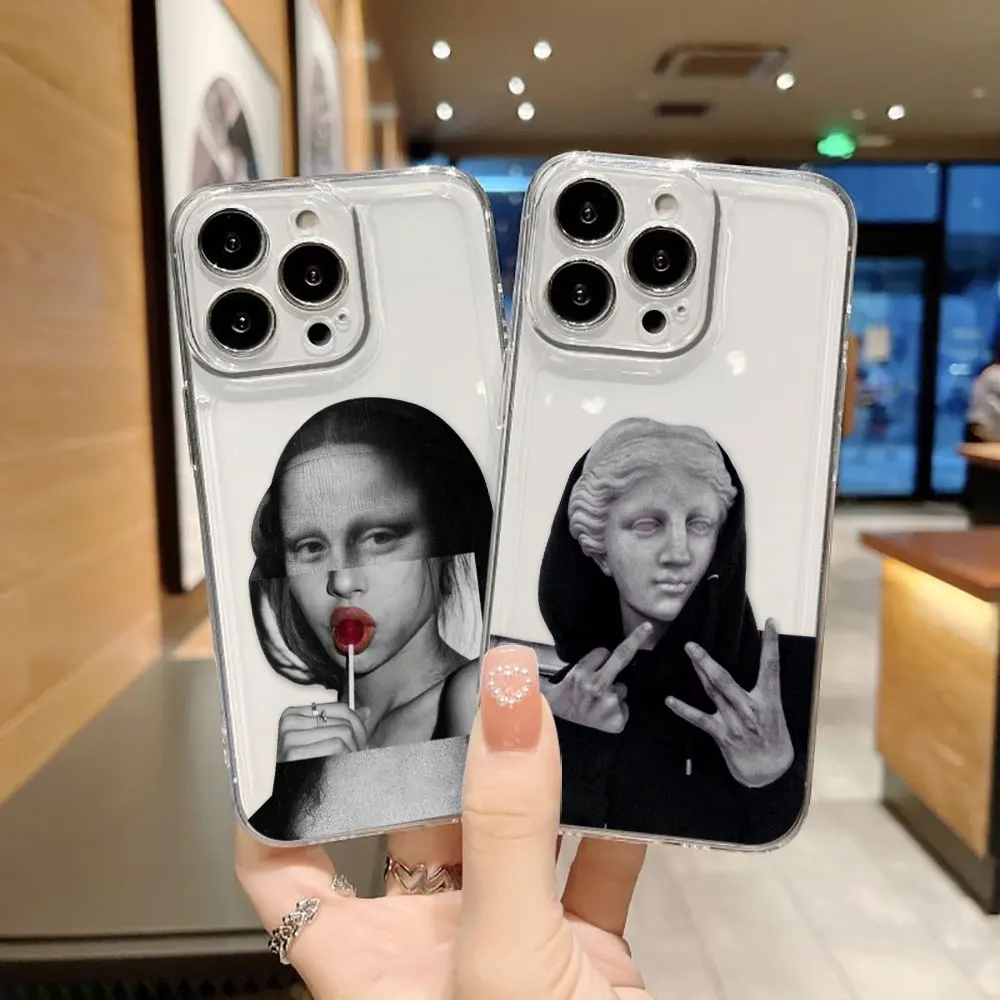 

Vintage Classic Art M-Mona Lisa Custom Photo Clear Phone Case For iPhone 16E 16 15 14 12 13 11 8 7 PRO SE Plus X XR XS Max Case
