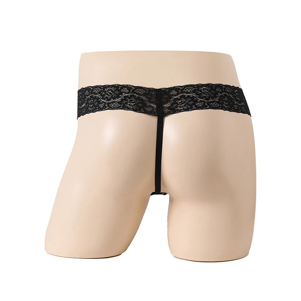 Mens Print Lace See-Through G-string Sexy Thongs Bulge Pouch Underwear T-Back Briefs Male Briefs