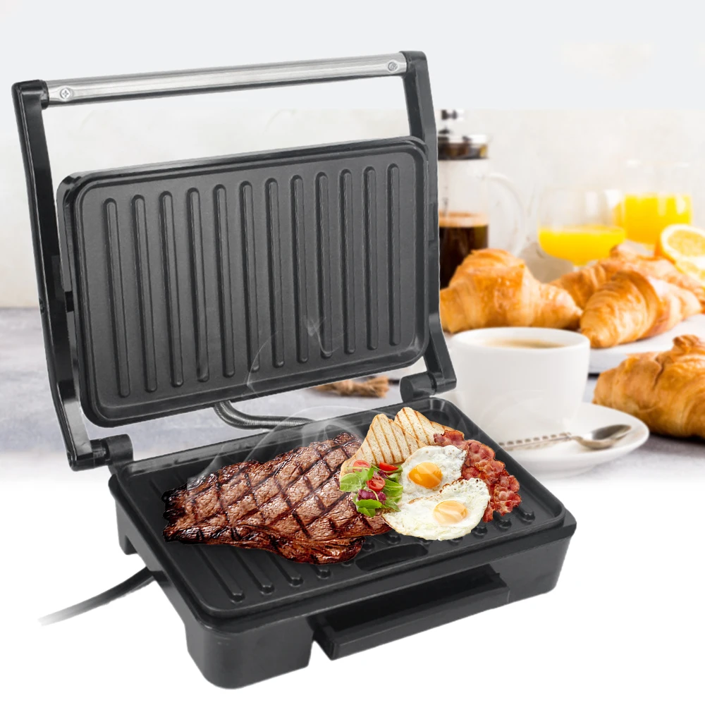 Sandwich Maker Electric Grill Steak Machine Panini Maker Household Stainless Steel 850W Nonstick Pan Barbecue Breakfast Machine