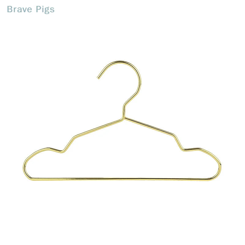 Baby Hangers Drying Rack Strong Small Metal Wire Pet Hangers for Dog Cat Gold Metal Clothes Shirts Hanger with Grooves