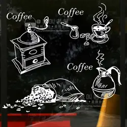 Coffee Shop Sticker Bean Milk tea Decal Cafe Cup Poster Vinyl Art Wall Decor Mural Decoration Break Bread Coffee Glass Decals