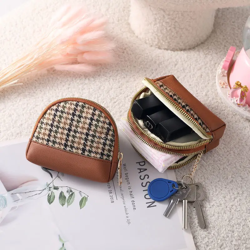 Women Wallet Key Bag Small Coin Purse Women\'s Short Fashion Zipper Key Multi-layer Hand Coin Card Bag Money Bag Clutch Card Hold