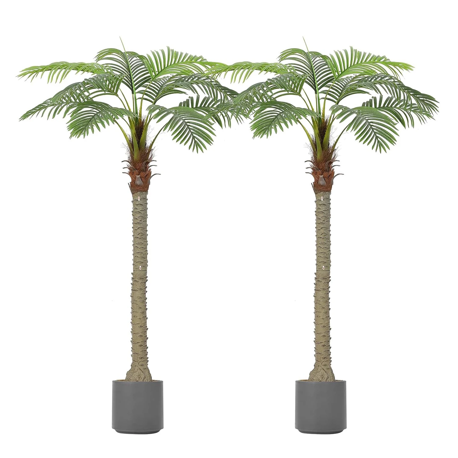 Palmera artificial de 2 piezas, plantas artificiales tropicales con base resistente, plantas falsas, decoración interior y exterior, palmera grande de imitación