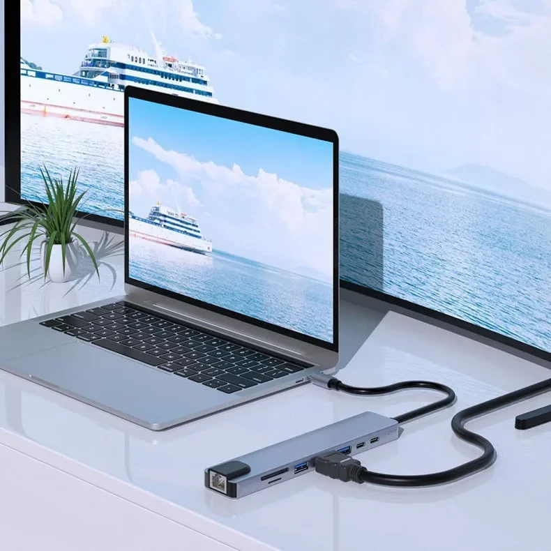 Popular high-quality Type-C docking station USB-C docking station eight-in-one hub splitter suitable for mac