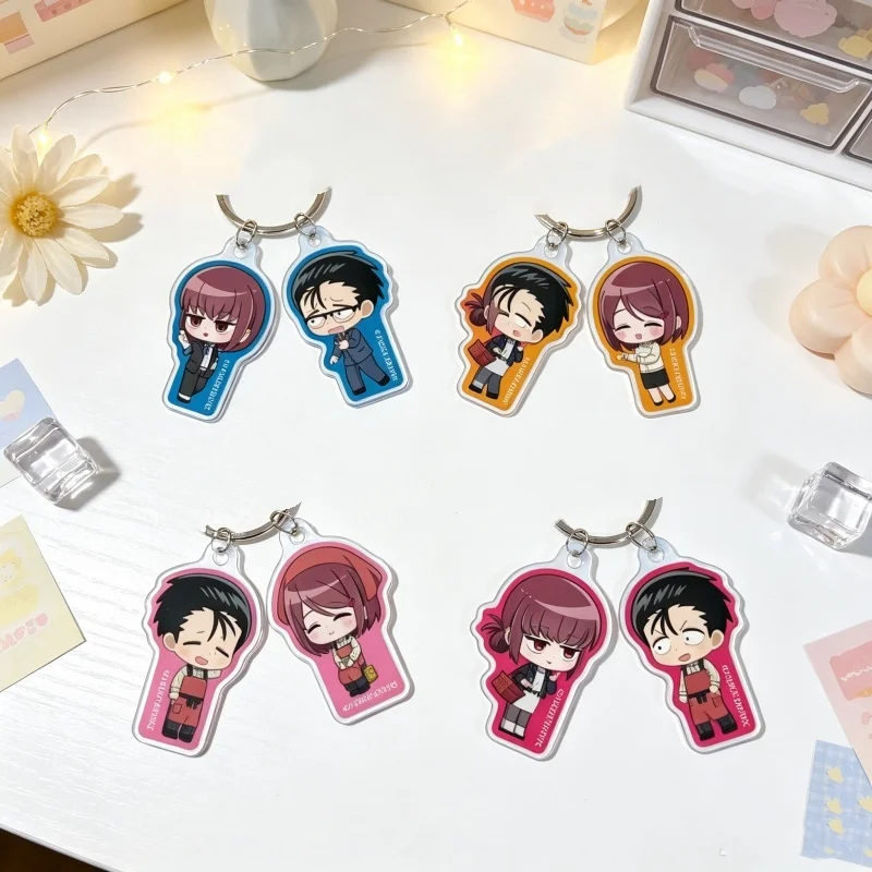 Lovely Products Smoking Behind the Supermarket with You New Anime 6CM Sasaki/Gorilla/Tayama Acrylic Key Chains Two-Piece Set