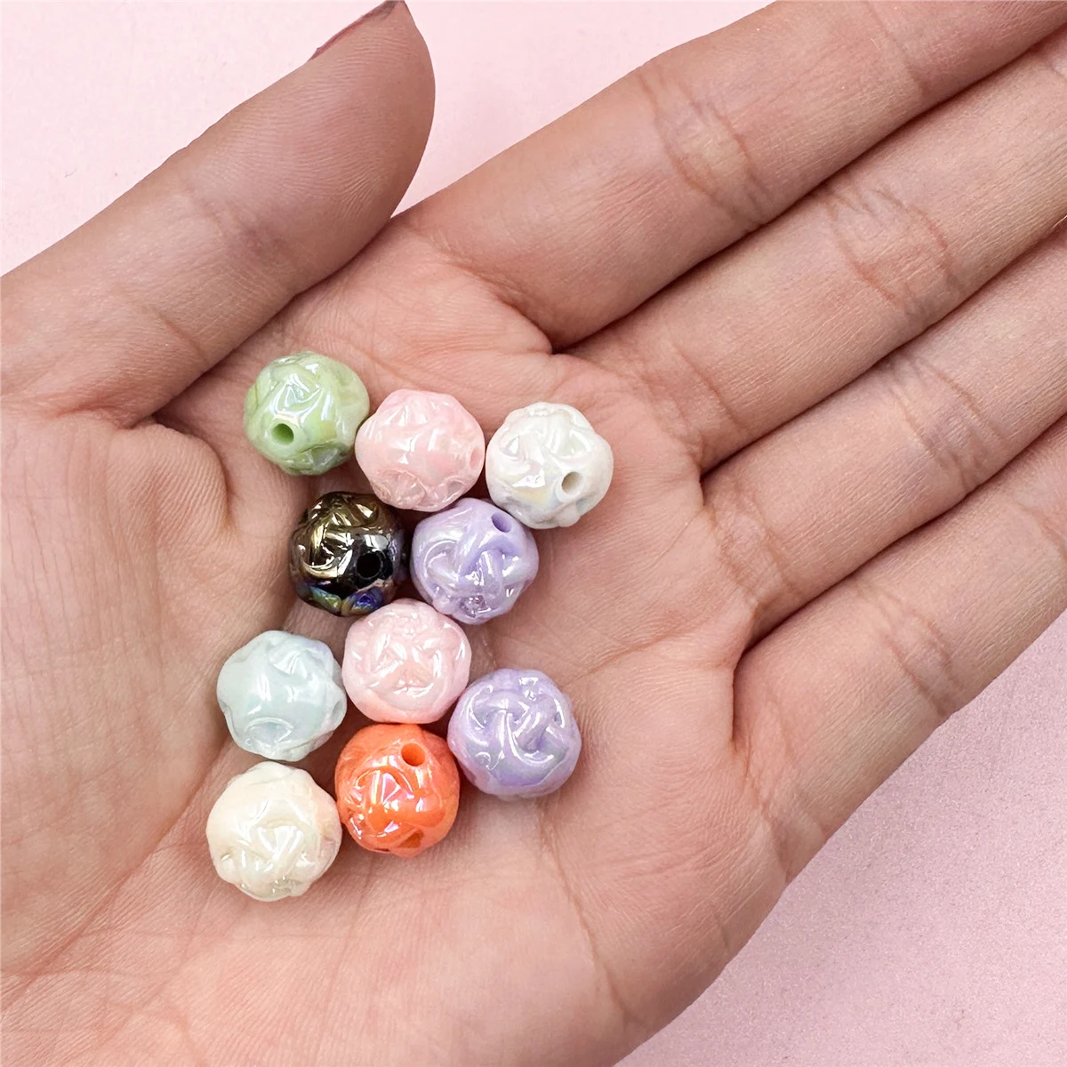 11.1/14.8mm Acrylic Yarn Ball Shape Loose Beads DIY Bracelets Necklace Key Chain Jewelry Making Handmade Accessories