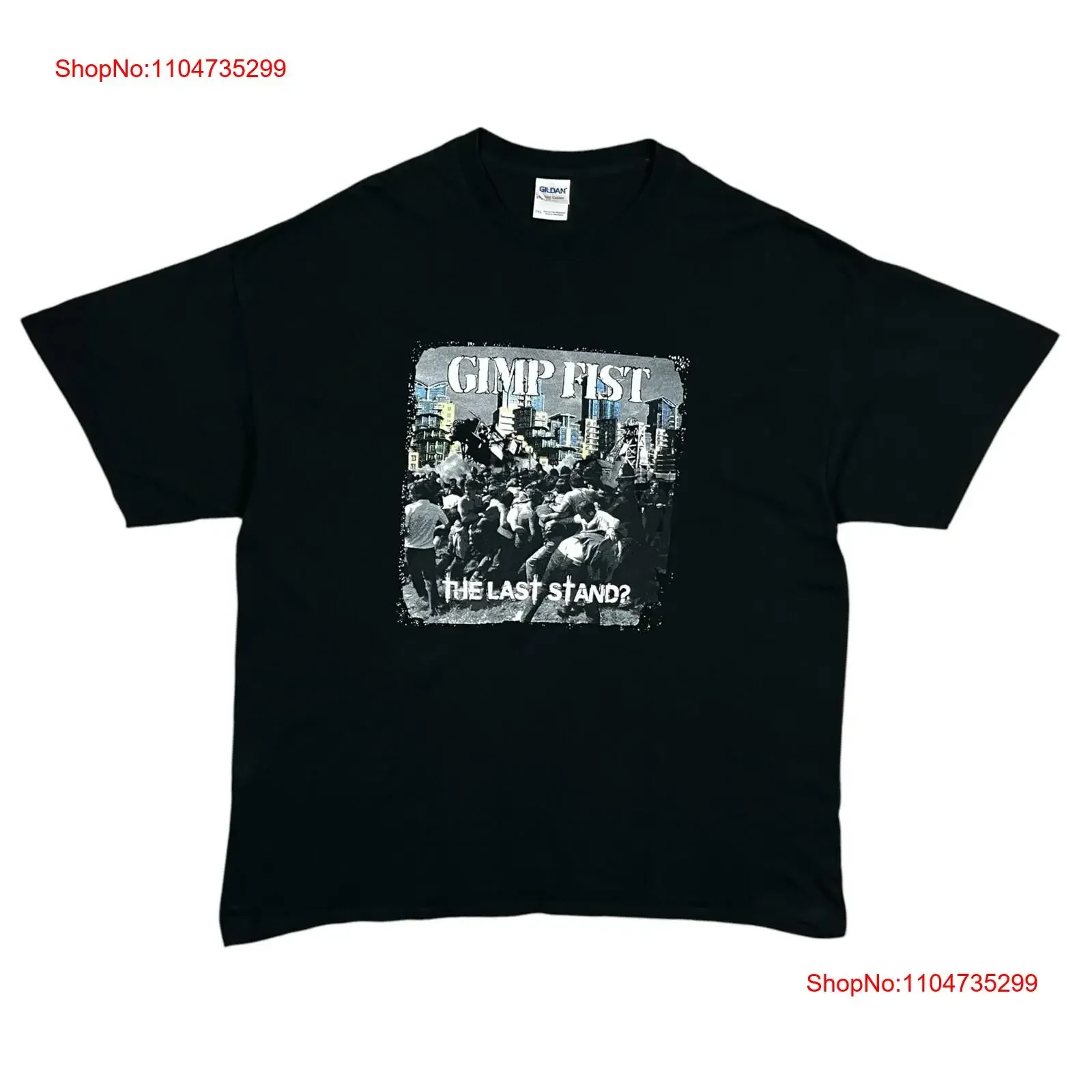 GIMP FIST باند تي شيرت أسود The Last Stand Punk 2XL قطن عتيق مغسول مصمم ملابس للجنسين ممتدة #1