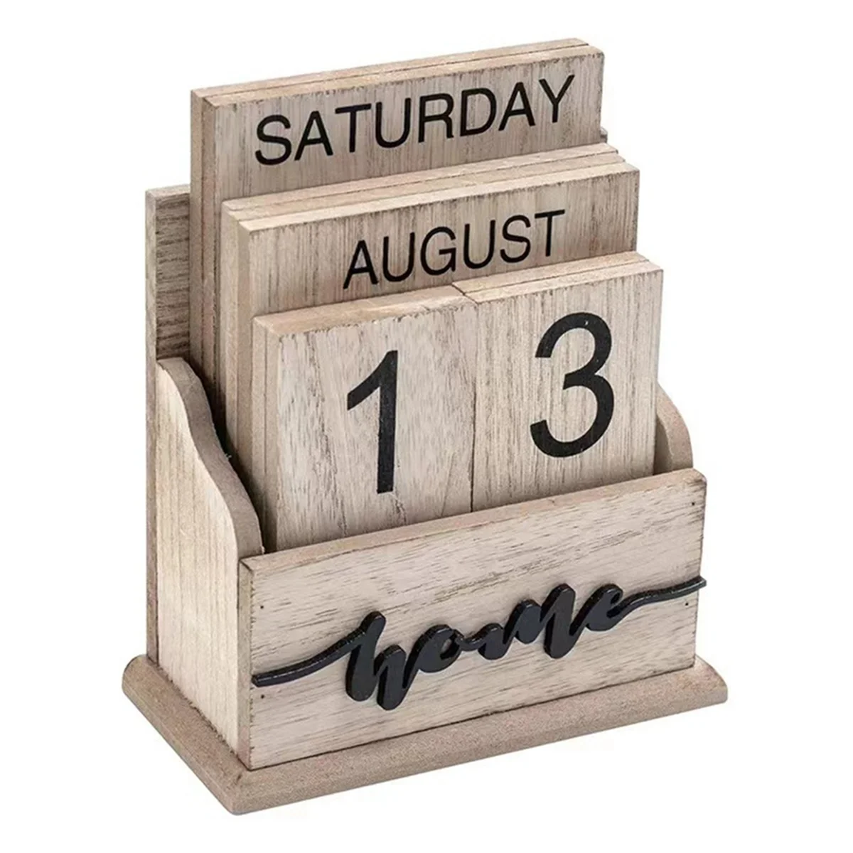 Ewiger Kalender Holz Vintage Holzblock Kalender für Home Office Schreibtisch Zubehör Woche Monat Datum Anzeige