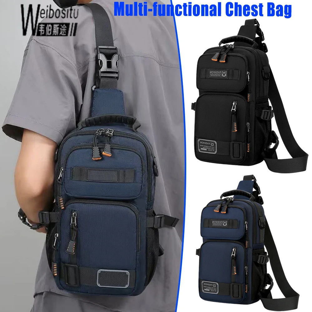 Men Outdoor Chest Bag Crossbody Shoulder Bag Simple Multifunctional Large Capacity Convertible Backpack Casual