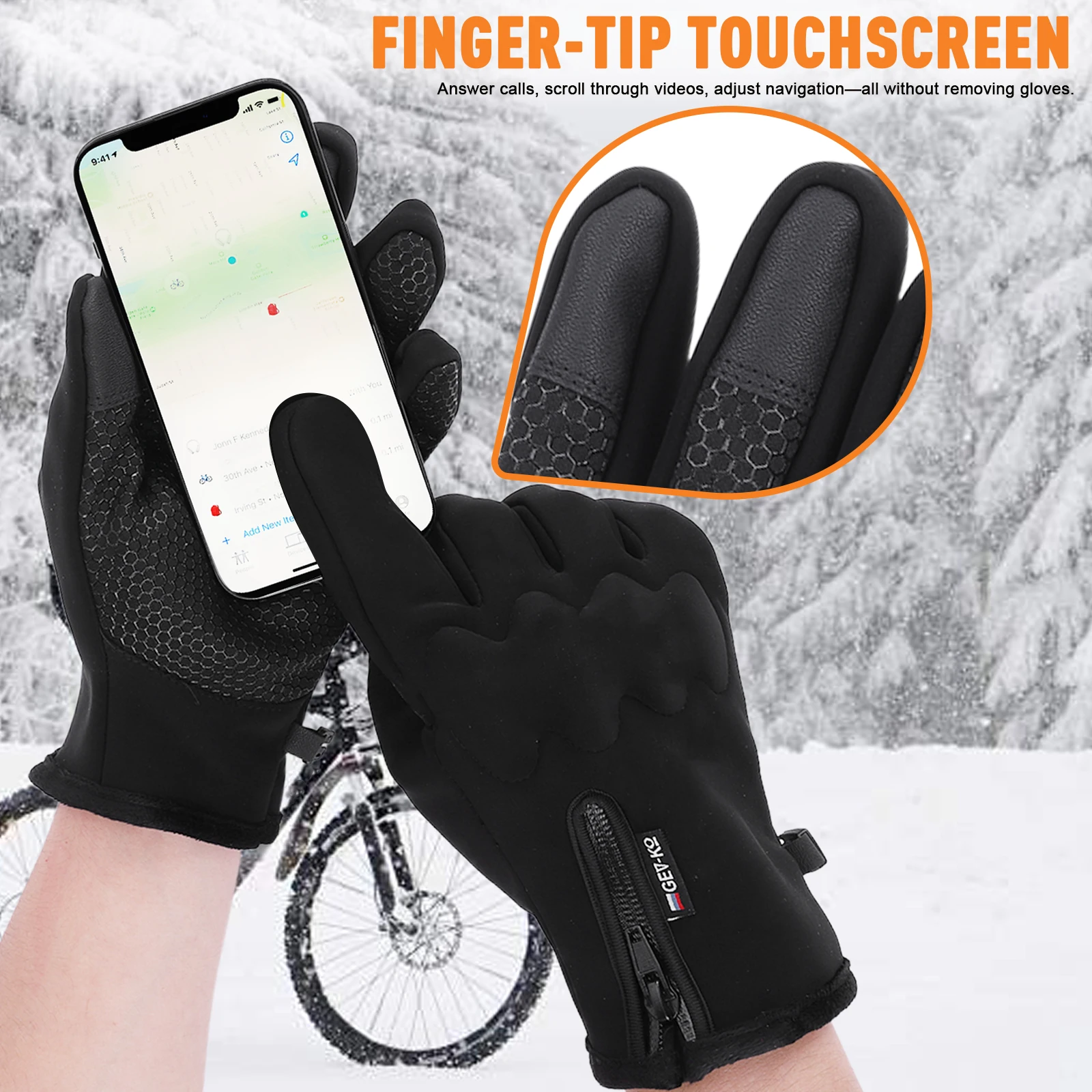 Winter Sports Gloves with Buckle Skiing Touchscreen Glove Anti-Slip Fleece-Lined Warm Gloves for Fishing Driving Motorcycle Ski