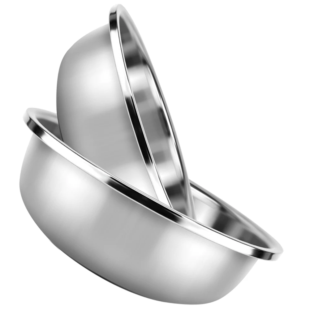 

2 Pcs Stainless Steel Vegetable Basin Pedestal Fruits Metal Cooking Bowls Wash Large Flat Bottom Mixing Storage