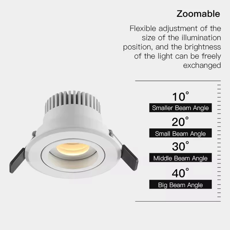 Zoomable 10W COB Spotlight Anti-Glare Design Aluminum Lamp Body Modern Remote Control Dimmable Warm White Downlight Living Room