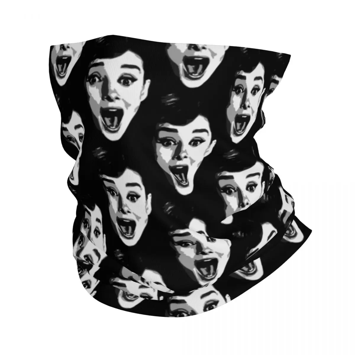 Funny Audrey Hepburn Bandana Neck Warmer Men Women Winter Ski Tube Scarf Gaiter Actress Face Cover