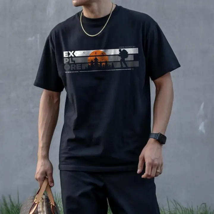 

Мужская летняя хлопковая футболка с короткими рукавами для альпинизма на открытом воздухе, повседневный дышащий топ для занятий спортом на открытом воздухе Y2k