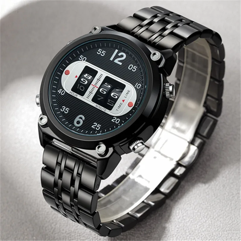 Men Unique Designer Watches Students Boys Big Brand Fashion Casual Alloy Band Sports Date Quartz Watch Montres de Marque de Luxe