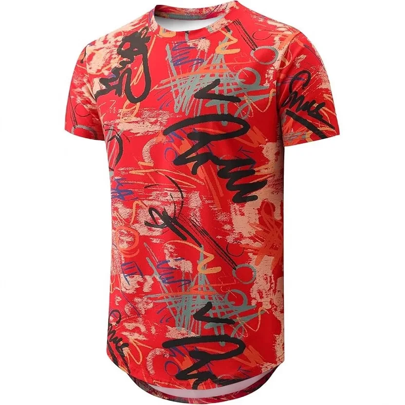 Adult Summer New Style 3D Digital Printing Short Sleeve T-Shirt Men's Loose Fit Polyester Fiber Wicking Sweatshirt Basic Style