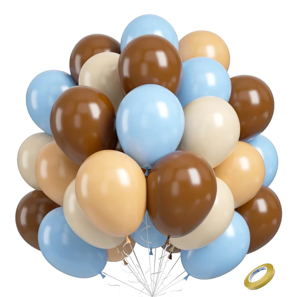 40Pcs Baby Shower Balloons Set Boho Brown Pastel Blue Skin White Sand Khaki Balloons for Baby Shower Birthday Decor Air Globos