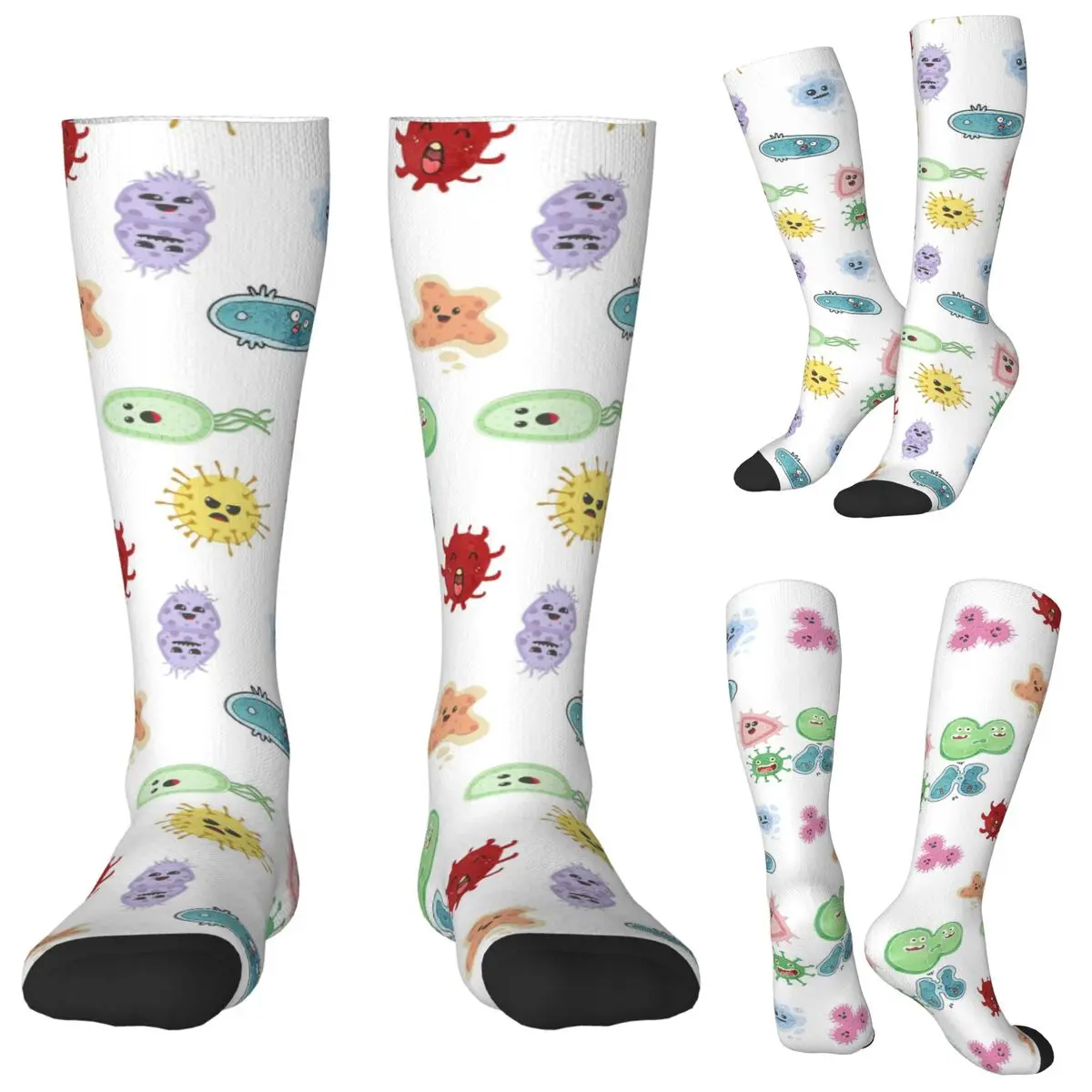 Cute Microbes Bacteria Virus Ecoli Micro Biology Socks Harajuku Stockings All Season Long Socks  for Unisex Christmas Gifts