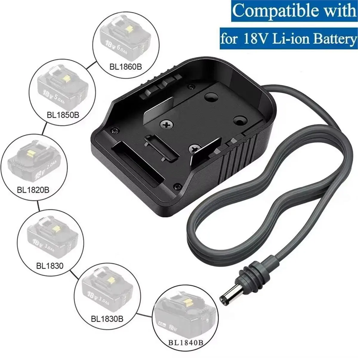 DC Output Connector Converter DC 18W Adapter for BL1830 for 18V BAT618 Lithium Battery for Mini