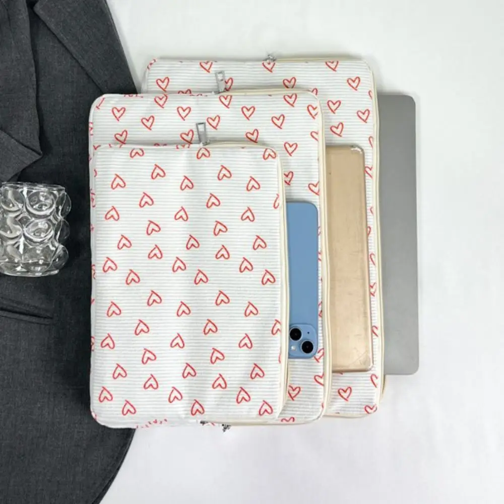 

New Corduroy Laptop Case Sweet Style Protective Tablet Case Shockproof Lightweight Tablet Protective Pouch School