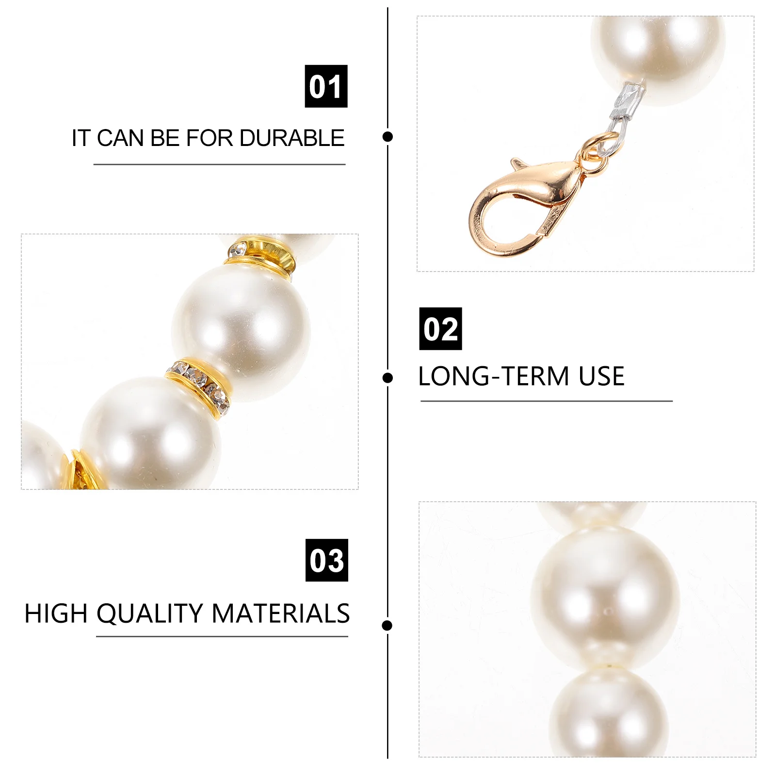 2Pcs Stylish Pearl Bag Chain Replacement Handbag Strap Buckles Included Shoulder Crossbody Purse Accessories DIY