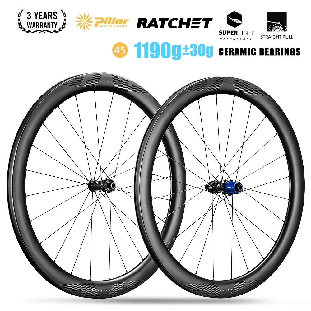 2024 RYET SuperLight Road Carbon Wheels1190g Ceramic Tubless Clincher Disc Brake Ratchet 36T Hub Bicycle Wheel Cycling Rim Parts