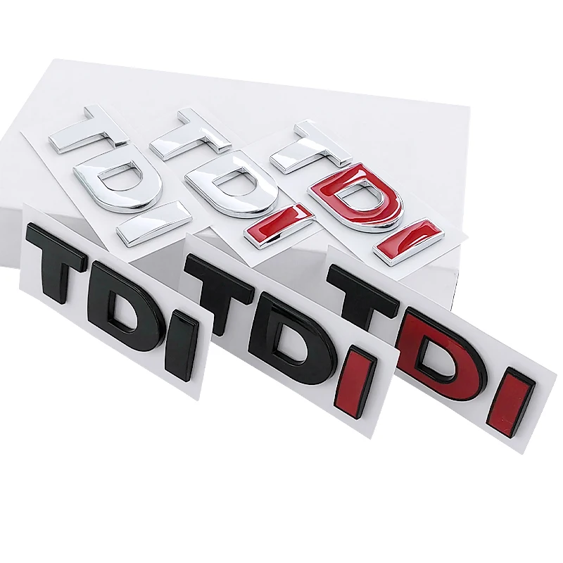 3D ABS Black Red Logo TDI Emblem Letters Decal Car Rear Trunk Badge TDI Sticker for VW Accessories
