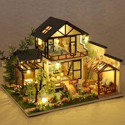 Building Model Doll House 3D Puzzle Mini DIY Kit Production and Assembly of Room Toys, Home Bedroom Decoration with Furniture, W