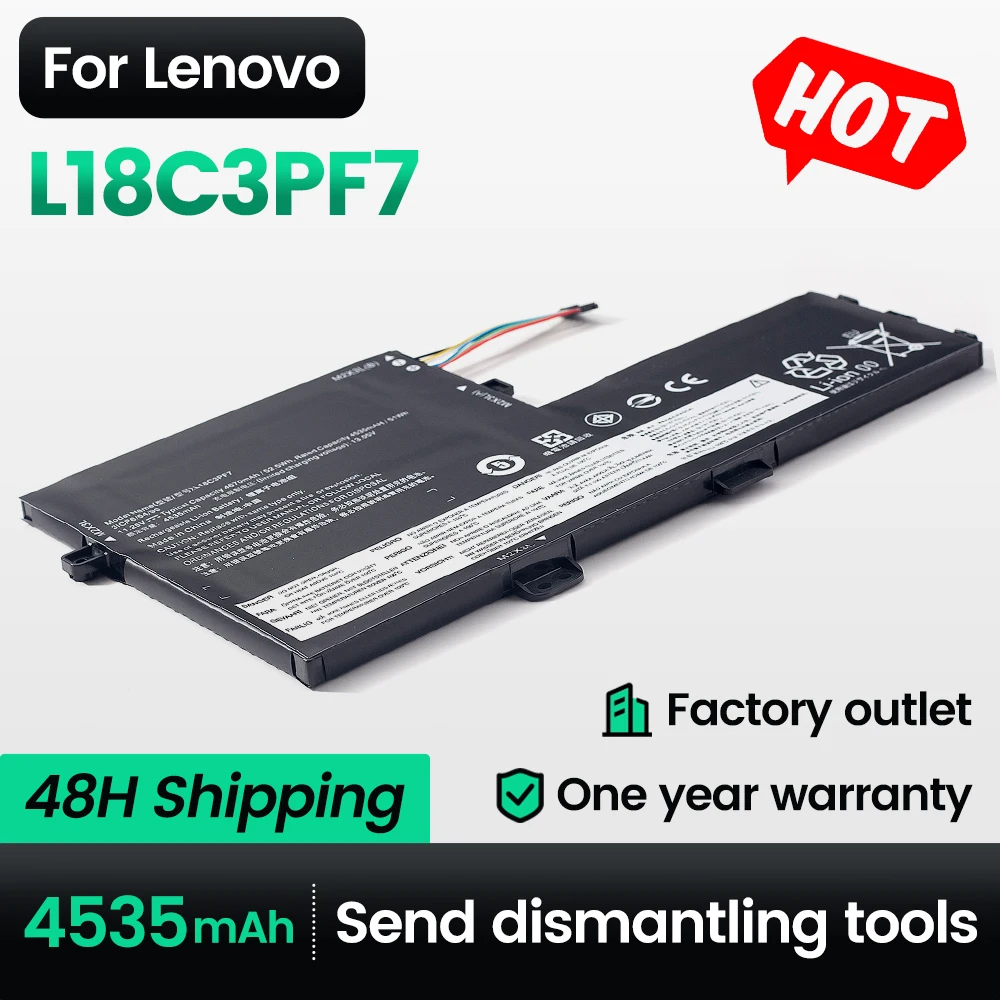 Keyuan L18C3PF7 Genuine L18M3PF7 Battery for Lenovo Ideapad S340-14IWL/15IWL/C340-15IIL Laptop Battery 4670mah