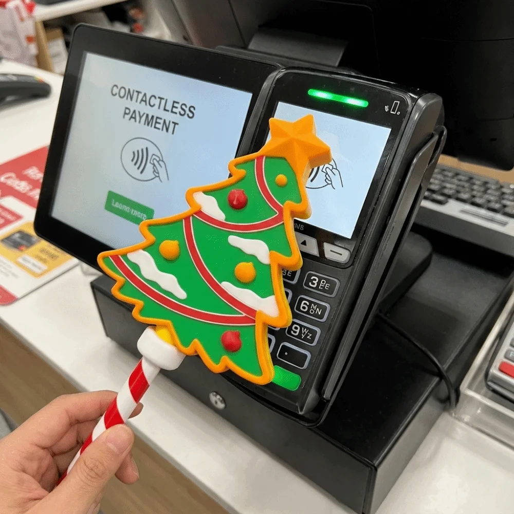 3D Printed Xmas Tree Shape Magic Wand Portable Handheld Christmas Payment Magic Wand Plastic Cute Contactless Payment Wand