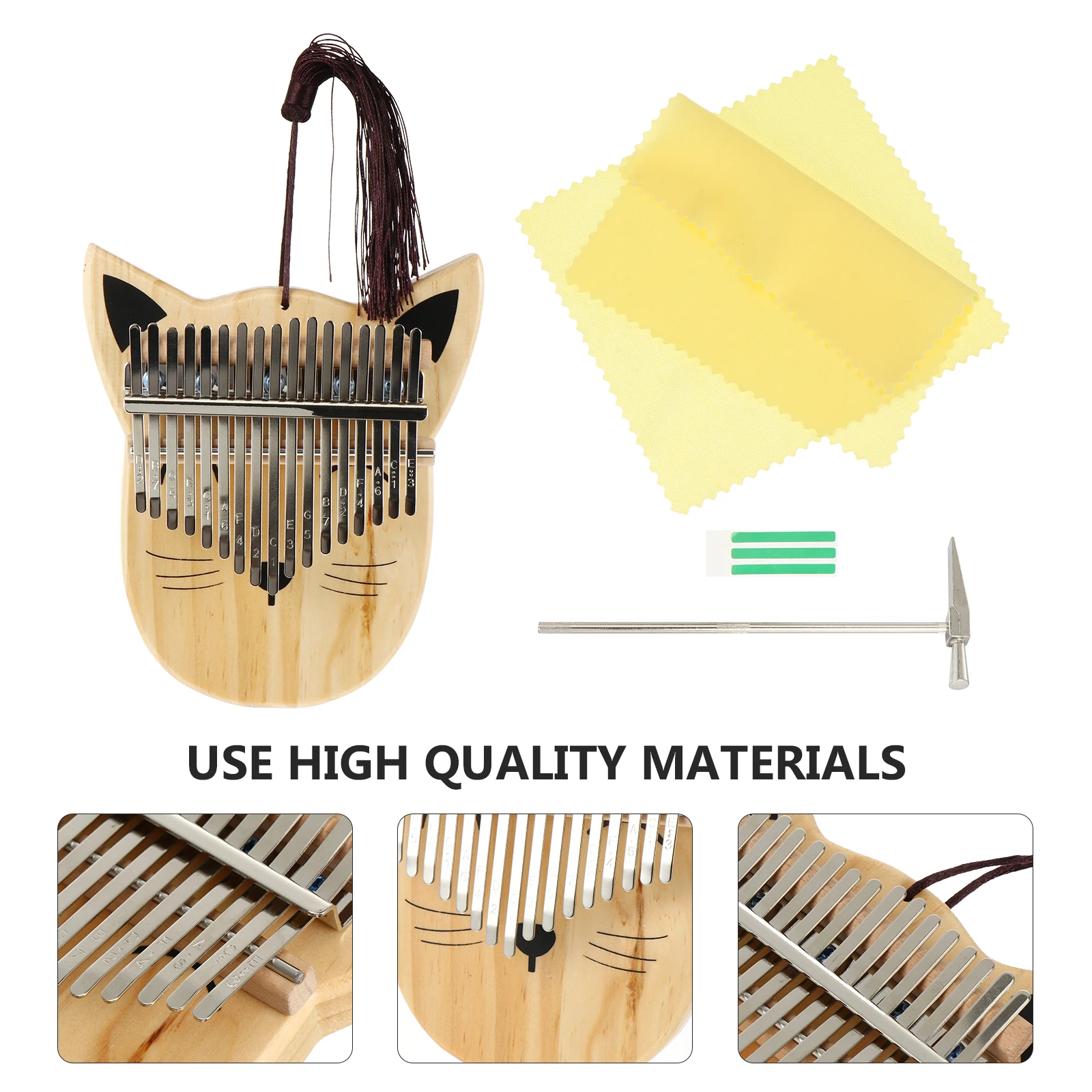 

1 Set 17 Keys Wood Kalimba Thumb Piano Pig Shape Beginner Kids Musical Instrument Durable Alloy Keys Clear Sound Carved Notes