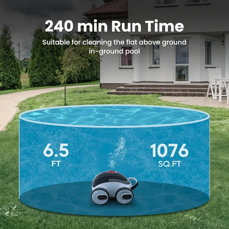 Higgsinno Cordless Pool Vacuum, Automatic Robotic Pool Cleaner with App, Lasts up to 240 Mins, Ultra-fine Dual Filter Ideal