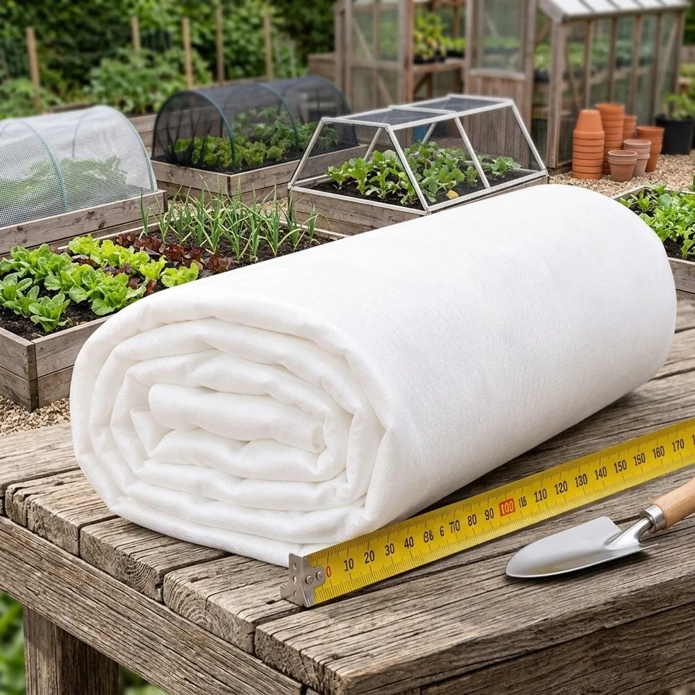 Plant Frost Blanket with Support Hoops for Insulated Coverage of Vegetables Flowers and Berry Bushes in Winter