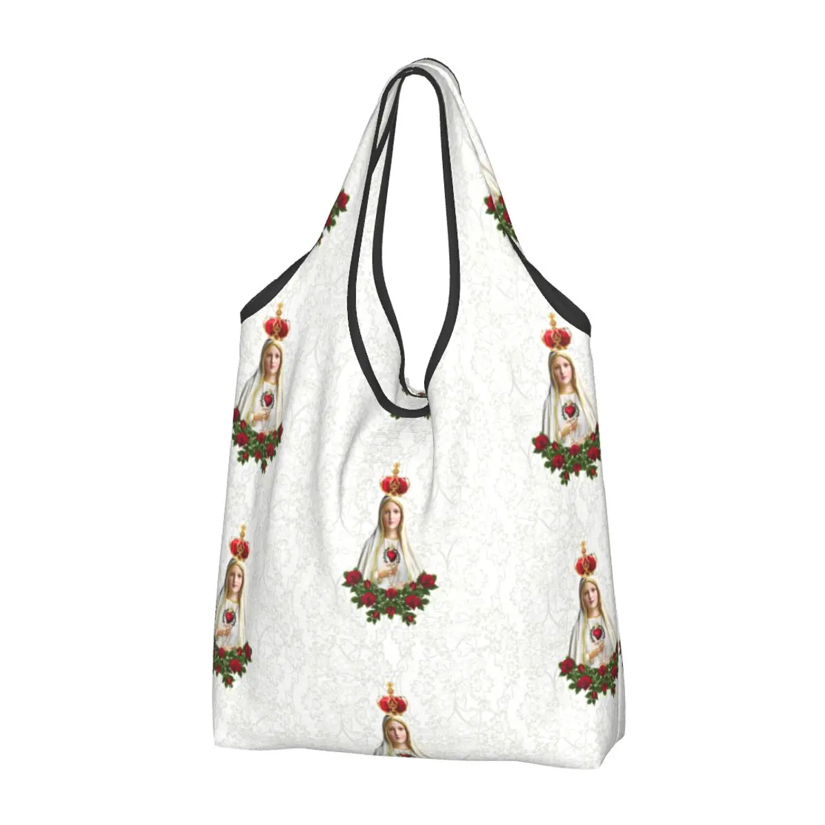 Terço Católico Tote Shopper Bags, Custom, Nossa Senhora de Fátima, Virgem Maria, Portátil, Grande Capacidade, Mercearia, Portugal