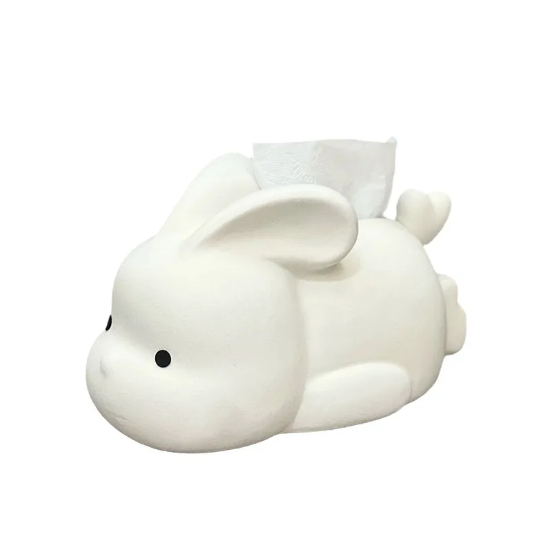 Ahunderjiaz-Ceramic Tissue Box for Home Decoration, Creative Rabbit Drawn Paper Box, Affordable Luxury